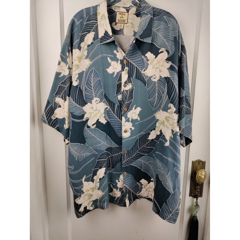Tommy Bahama Cotton Silk Shirt Mens Size XL Hawaiian Button Short Sleeve PERFECT